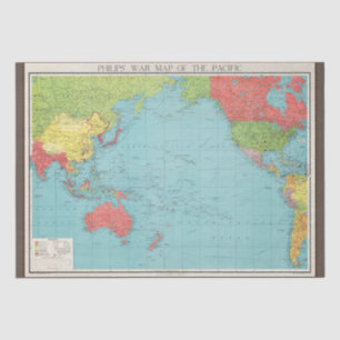 Philips' War Map of the Pacific, 1945 Decoupage Tissue Paper