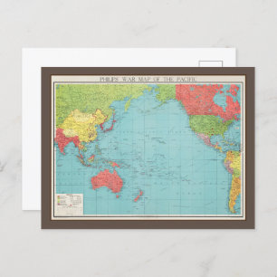 Philips' War Map of the Pacific, 1945 Postcard