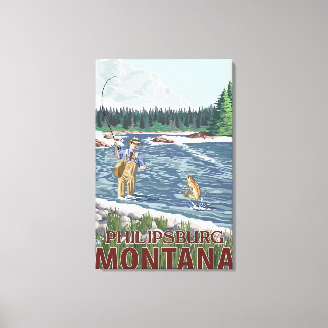 Philipsburg, MontanaFly Fisherman Canvas Print (Front)