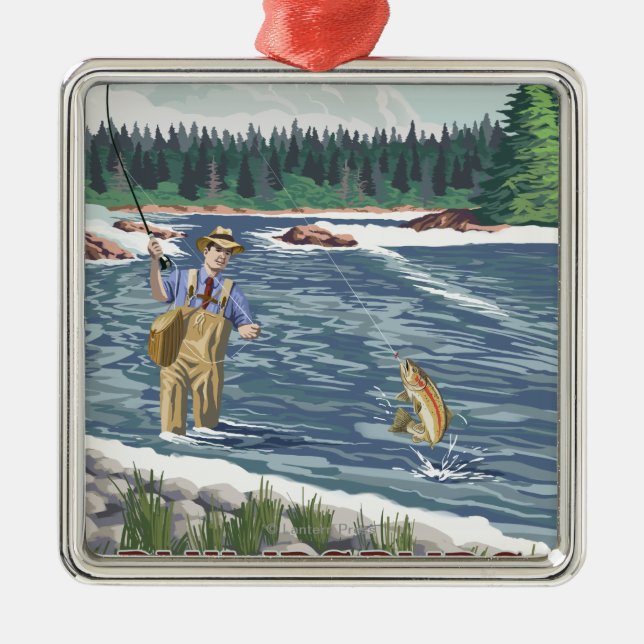 Philipsburg, MontanaFly Fisherman Metal Tree Decoration (Front)