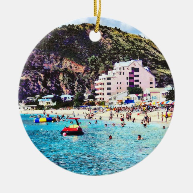 Philipsburg Sint Maarten Beach Ceramic Tree Decoration (Front)