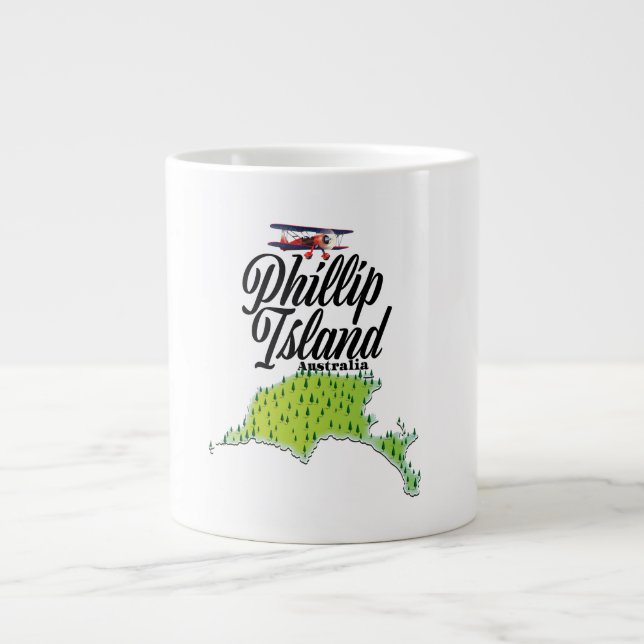 Phillip Island Australia map Large Coffee Mug (Front)