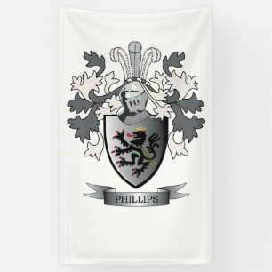 Phillips Family Crest Coat of Arms Banner