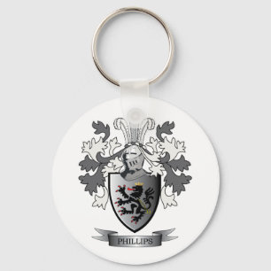 Phillips Family Crest Coat of Arms Key Ring