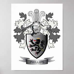 Phillips Family Crest Coat of Arms Poster