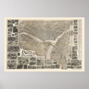Phillipsburg, NJ & Easton, PA Panoramic Map - 1900 Poster