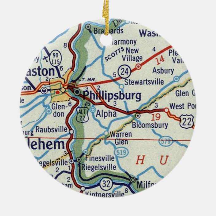 Phillipsburg NJ Map Christmas Ornament Zazzle.co.uk