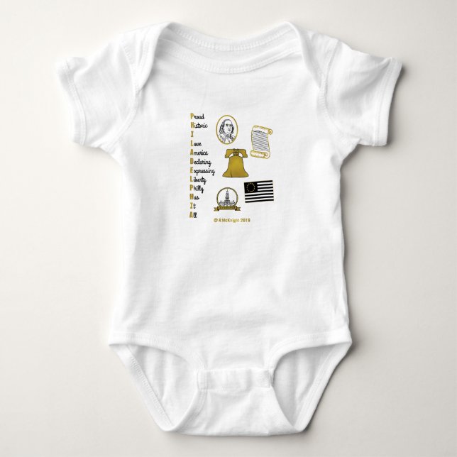 Philly Acronym Tourist Baby Bodysuit (Front)