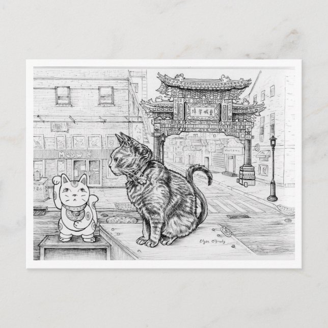 Philly Cat in Chinatown Postcard (Front)