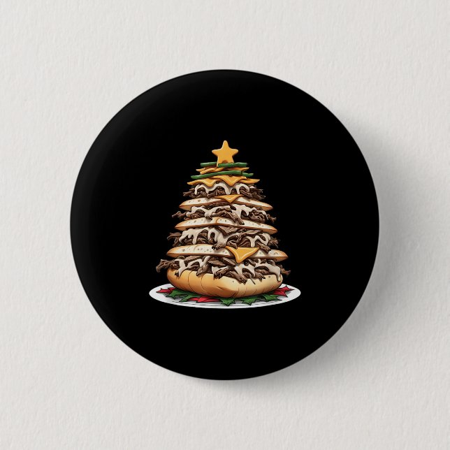 Philly Cheesesteak Christmas Tree  6 Cm Round Badge (Front)