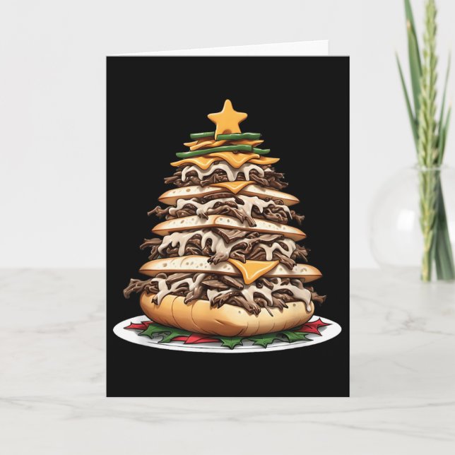 Philly Cheesesteak Christmas Tree  Card (Front)