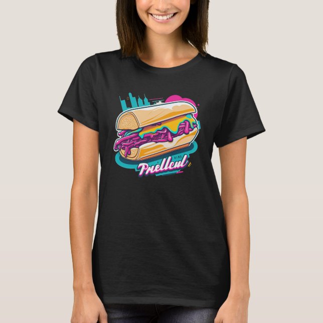 Philly Cheesesteak Synthwave 80s Retrowave Aesthet T-Shirt (Front)
