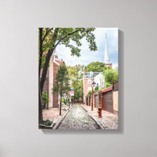 Philly Church and Cobblestone Alley Small Canvas Print