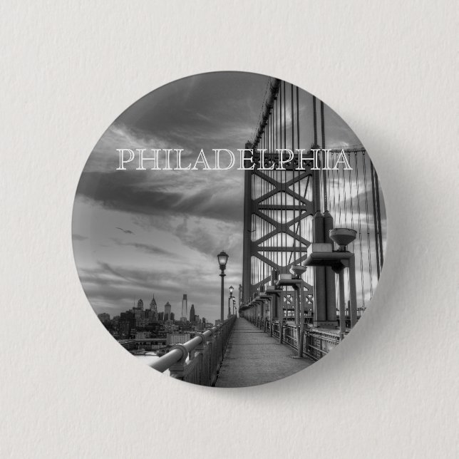 Philly from the bridge 6 cm round badge (Front)