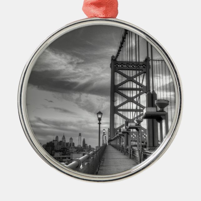 Philly from the bridge metal tree decoration (Front)