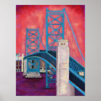 Philly Impressions (Ben Franklin Bridge at Dusk) Poster