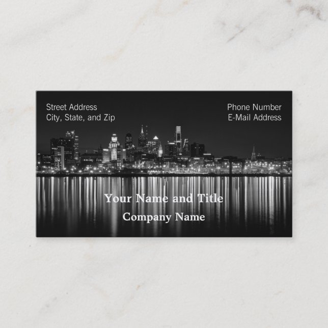 Philly night b/w business card (Front)