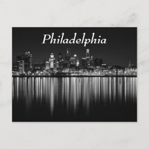 Philly night b/w postcard