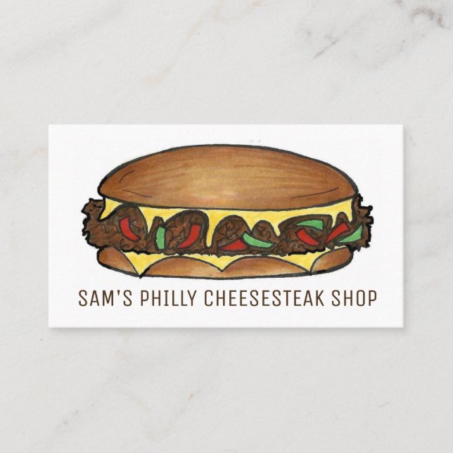 Philly Philadelphia Cheese Steak Sandwich Food Business Card (Front)