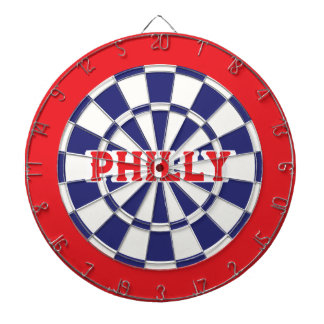 PHILLY Philadelphia White, Navy Blue And Red Dartboard