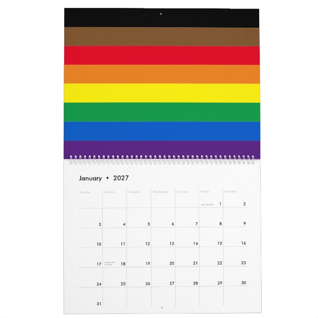 Philly Pride diversity inclusive rainbow flag Calendar (Jan 2027)