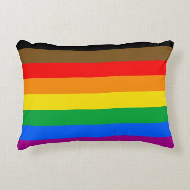 Philly Rainbow Pride Flag Decorative Cushion (Front)