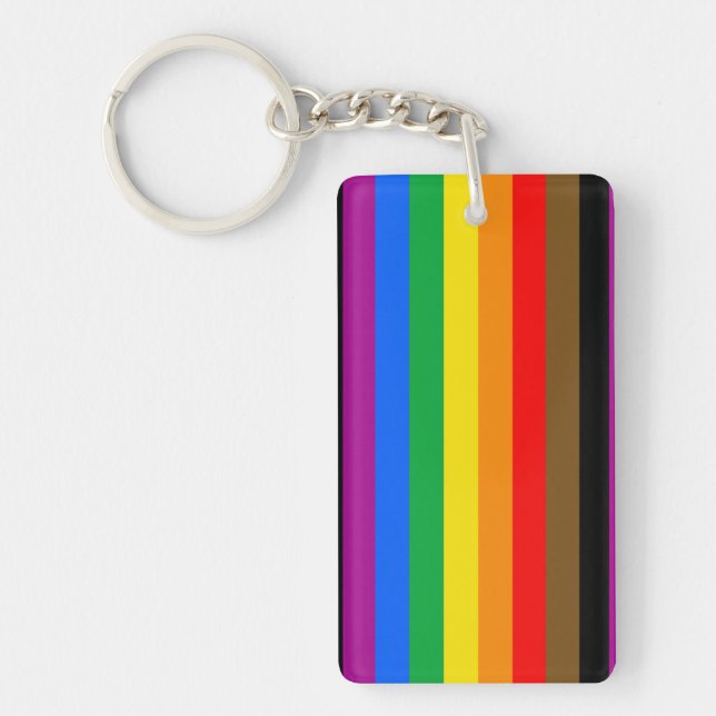 Philly Rainbow Pride Flag Key Ring (Front)