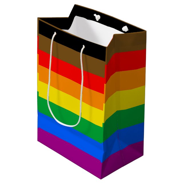 Philly Rainbow Pride Flag Medium Gift Bag (Front Angled)
