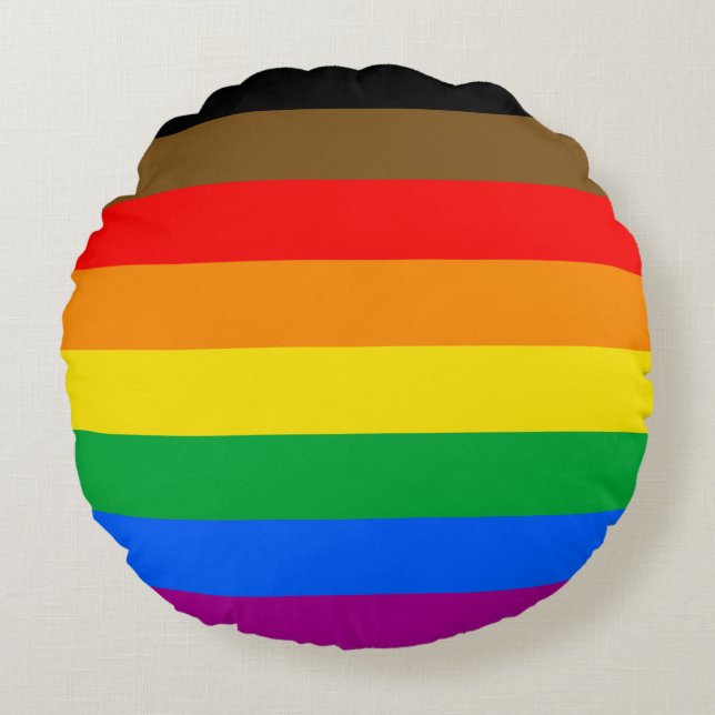 Philly Rainbow Pride Flag Round Cushion (Front)