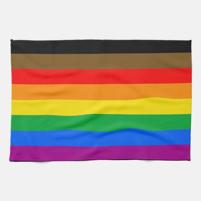 Philly Rainbow Pride Flag Tea Towel (Horizontal)