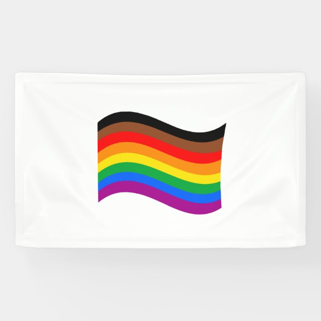 Philly Rainbow Pride Waving Flag Banner (Horizontal)