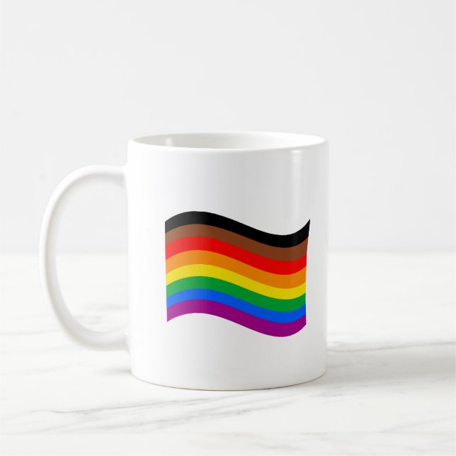 Philly Rainbow Pride Waving Flag Coffee Mug (Left)