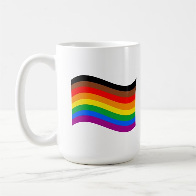 Philly Rainbow Pride Waving Flag Coffee Mug (Left)