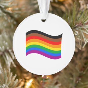Philly Rainbow Pride Waving Flag Ornament