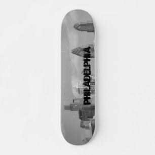 Philly skyscrapers black and white skateboard