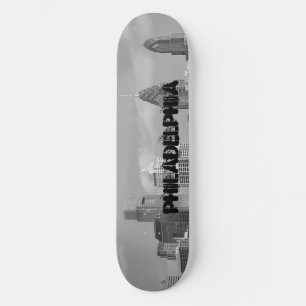 Philly skyscrapers black and white skateboard