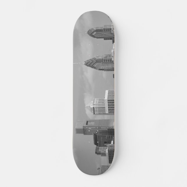 Philly skyscrapers black and white skateboard (Front)