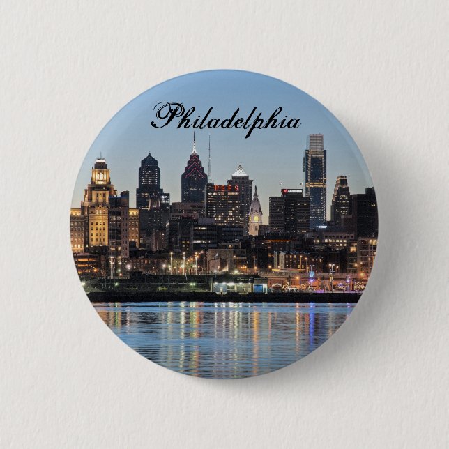 Philly sunset 6 cm round badge (Front)