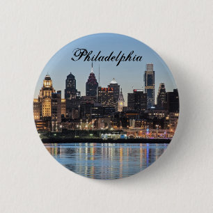 Philly sunset 6 cm round badge