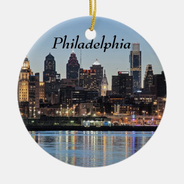 Philly sunset ceramic tree decoration (Front)
