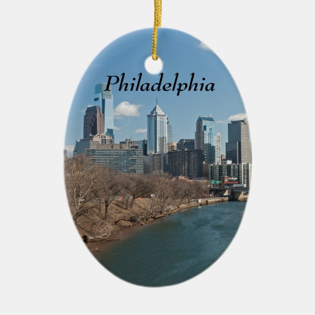 Philly winter ceramic tree decoration (Front)