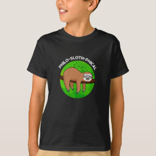 Philo-sloth-phical Funny Animal Sloth Pun Dark BG T-Shirt