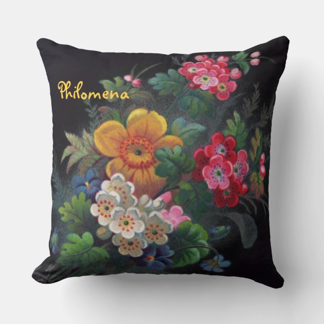 Philomena Victorian Bouquet Throw Pillow (Front)