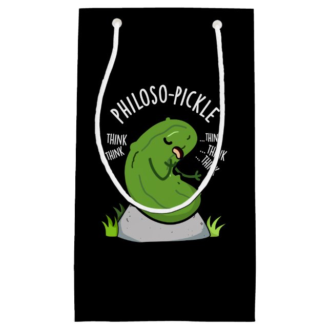 Philoso-pickle Funny Pickle Pun Dark BG Small Gift Bag (Front)