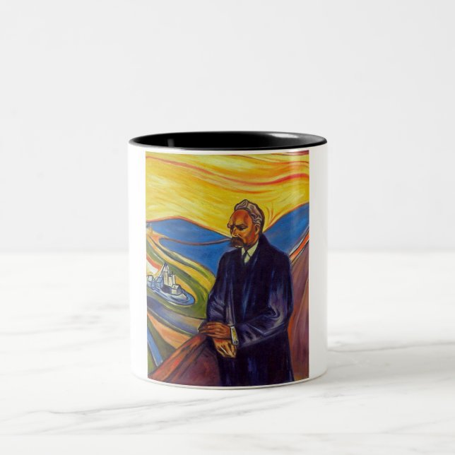 Philosopher Friedrich Nietzsche (by Edvard Munch) Two-Tone Coffee Mug (Center)