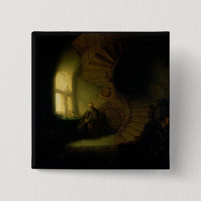 Philosopher in Meditation, 1632 15 Cm Square Badge (Front)
