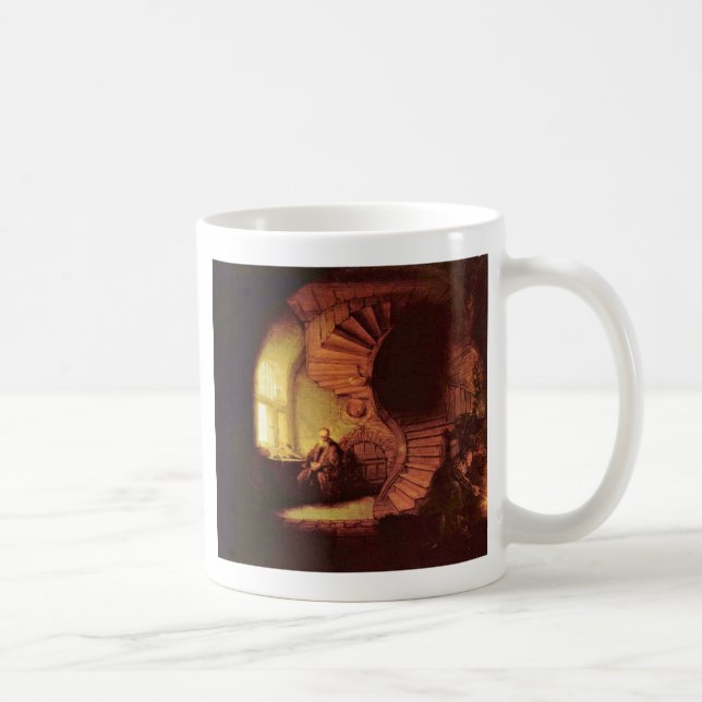 Philosopher In Meditation. By Rembrandt Van Rijn Coffee Mug (Right)