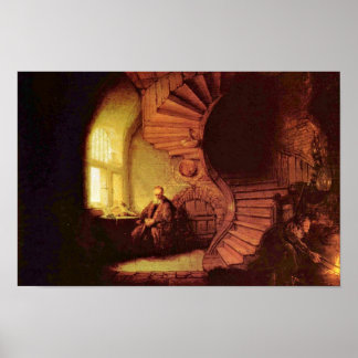 Philosopher In Meditation. By Rembrandt Van Rijn Poster
