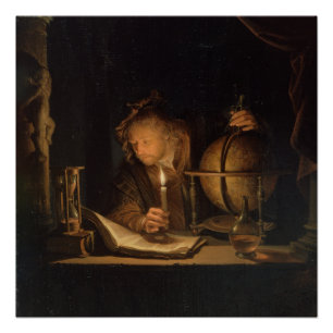 Philosopher Studying by Candlelight Poster