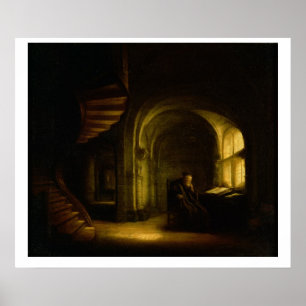 Philosopher with an Open Book, 1625-7 (oil on pane Poster